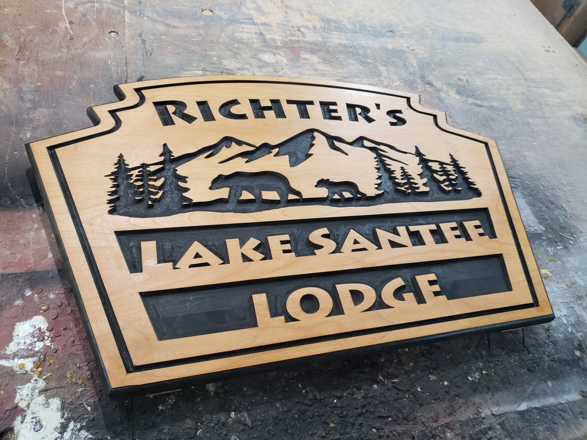 2D routed wood sign for the cabin - Bison Peak Designs