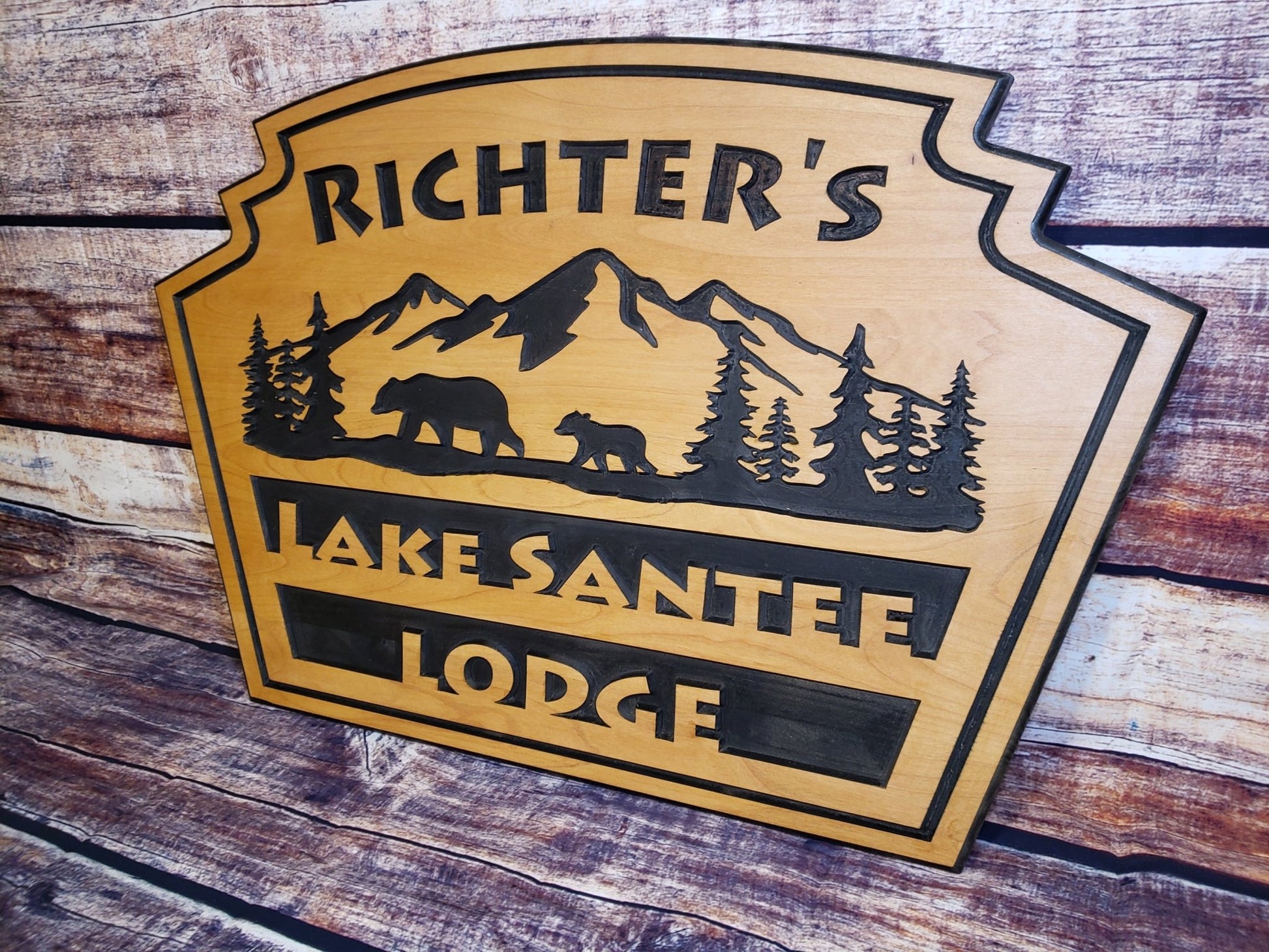 2D routed wood sign for the cabin - Bison Peak Designs