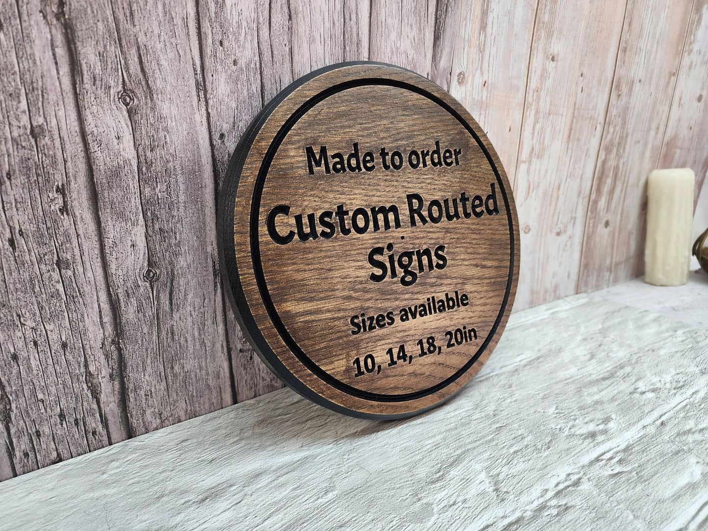 Business Wood Logo Routed Round - Bison Peak DesignsWood sign
