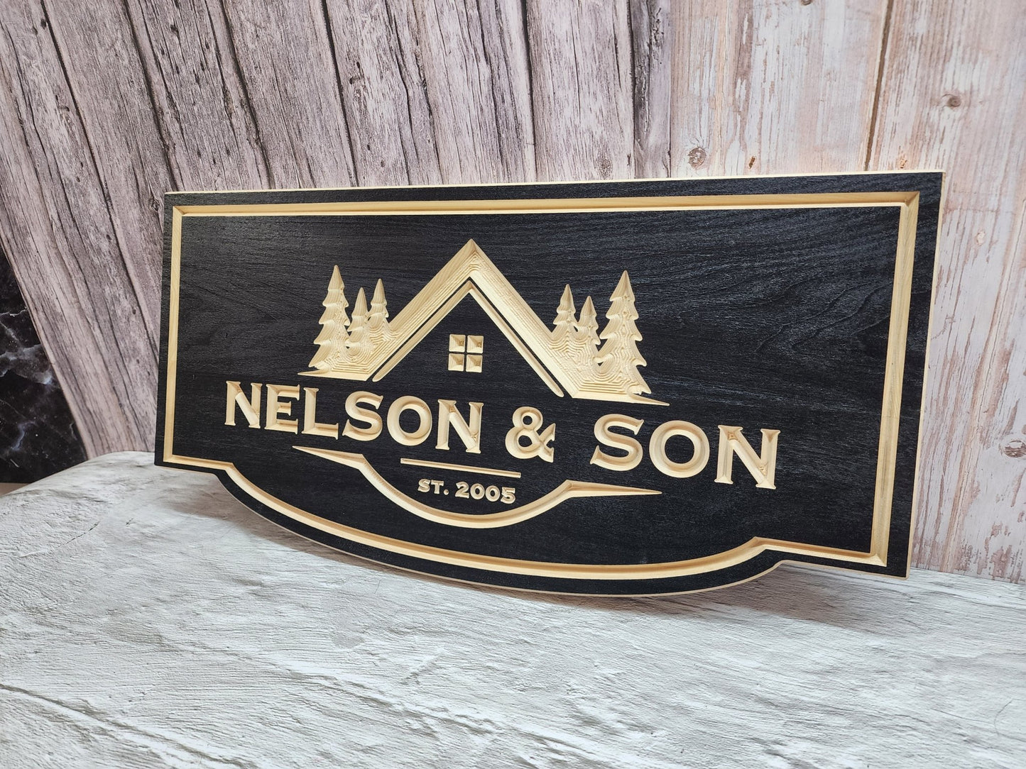 Business Wood Logo Shaped Routed Sign - Bison Peak DesignsWood sign