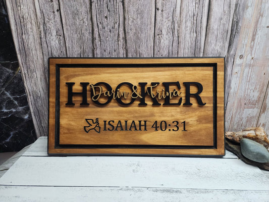 Routed Personalized Wood Last Name Family Sign - Bison Peak DesignsFamily Name