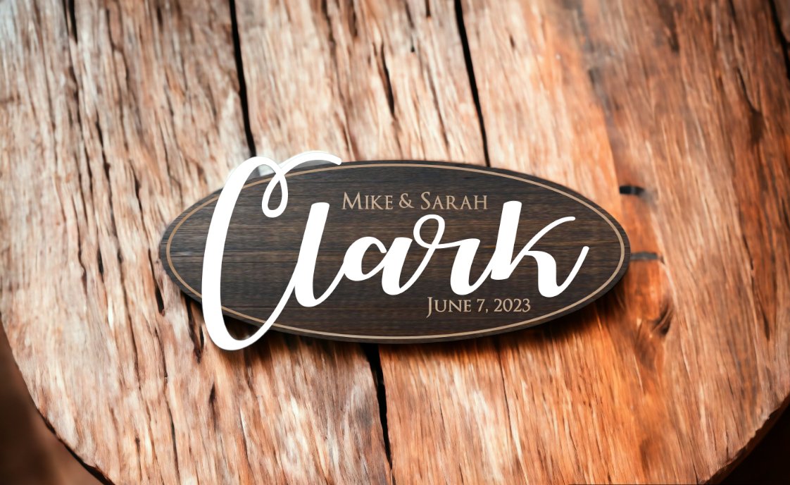 Routed Personalized Wood Oval Family Name Sign - Bison Peak DesignsFamily Name