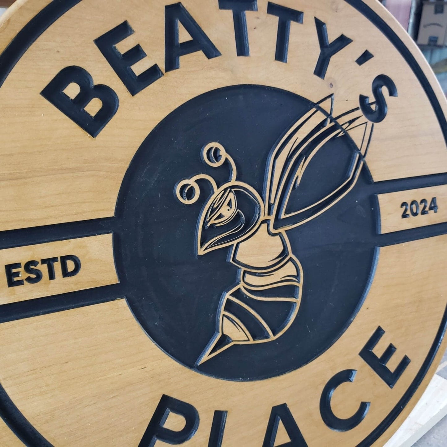 Custom Routed Wood Round Business Sign - Bison Peak DesignsWood sign