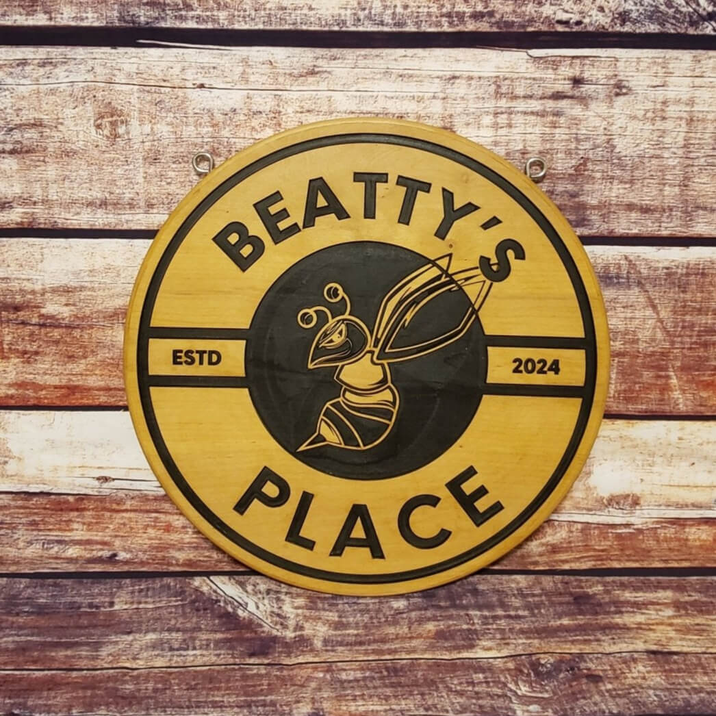 Custom Routed Wood Round Business Sign - Bison Peak DesignsWood sign