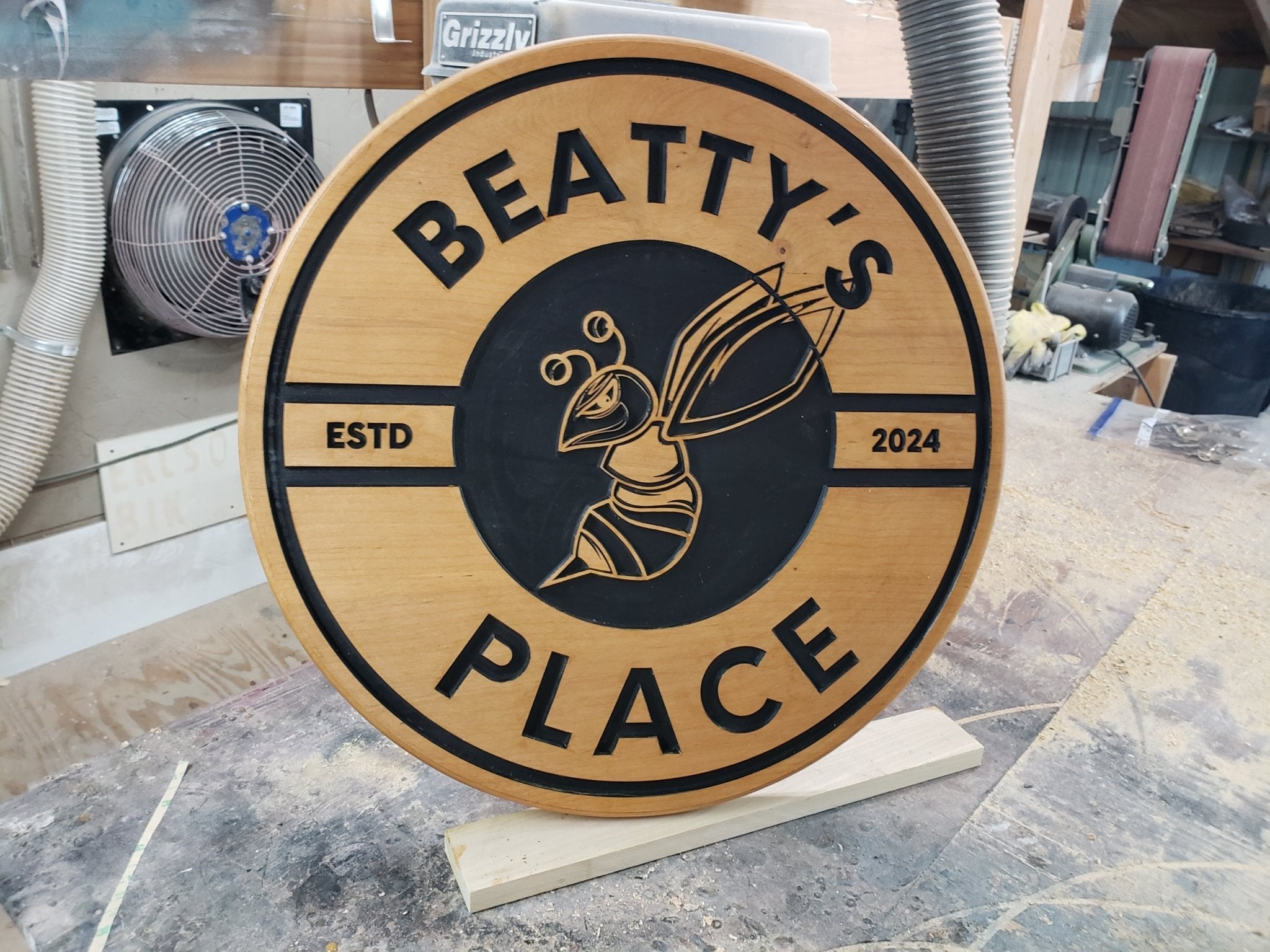 Custom Routed Wood Round Business Sign - Bison Peak DesignsWood sign