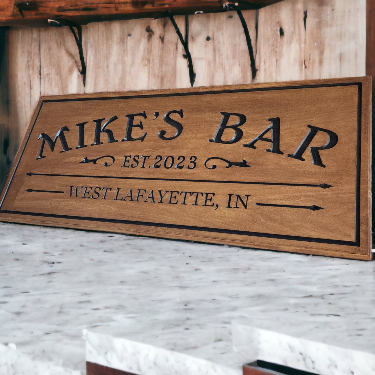 Personalized 2D Routed Wood Bar Sign - Bison Peak DesignsWood sign